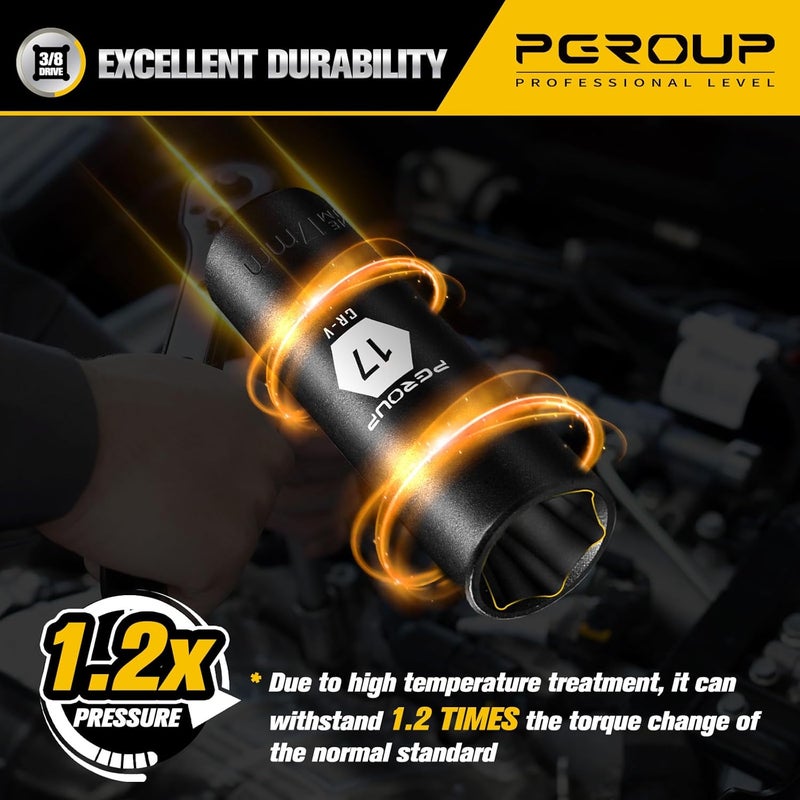 pgroup 3/8” Drive Deep Impact Socket, Metric(17mm socket), 6-Point, Cr-V Steel With Black Manganese Phosphate Coating - Image 3
